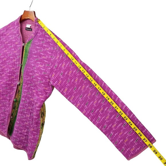 Sam Hilu Silk Reversible Jacket Womens Pink Purple Button Front Size S - Picture 9 of 13